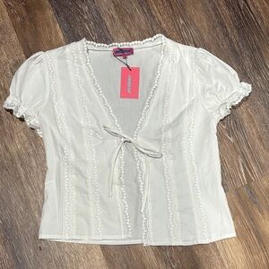 Edikted Cream Lace Trim Blouse
